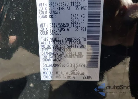 2014 Infiniti Qx60 from USA, damaged, VIN 5N1AL0MN8EC533569
